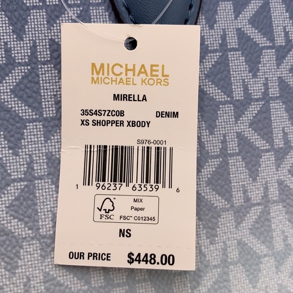 Michael Kors Mirella Extra-Small Ombré Logo Crossbody XBODY ShopperBag Denim NWT - Picture 16 of 16